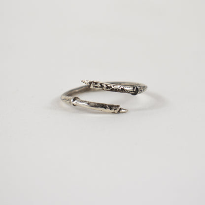 Solid reclaimed sterling silver wraparound branch ring adjustable to sizes 5.5 - 9.5 handmade and finished in our Catskills store-studio by Icelandic designer, Johanna Methusalemsdottir.