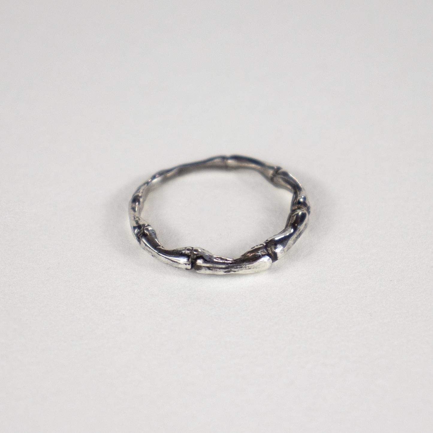 Solid reclaimed sterling silver spine ring handmade and finished in our Catskills store-studio.