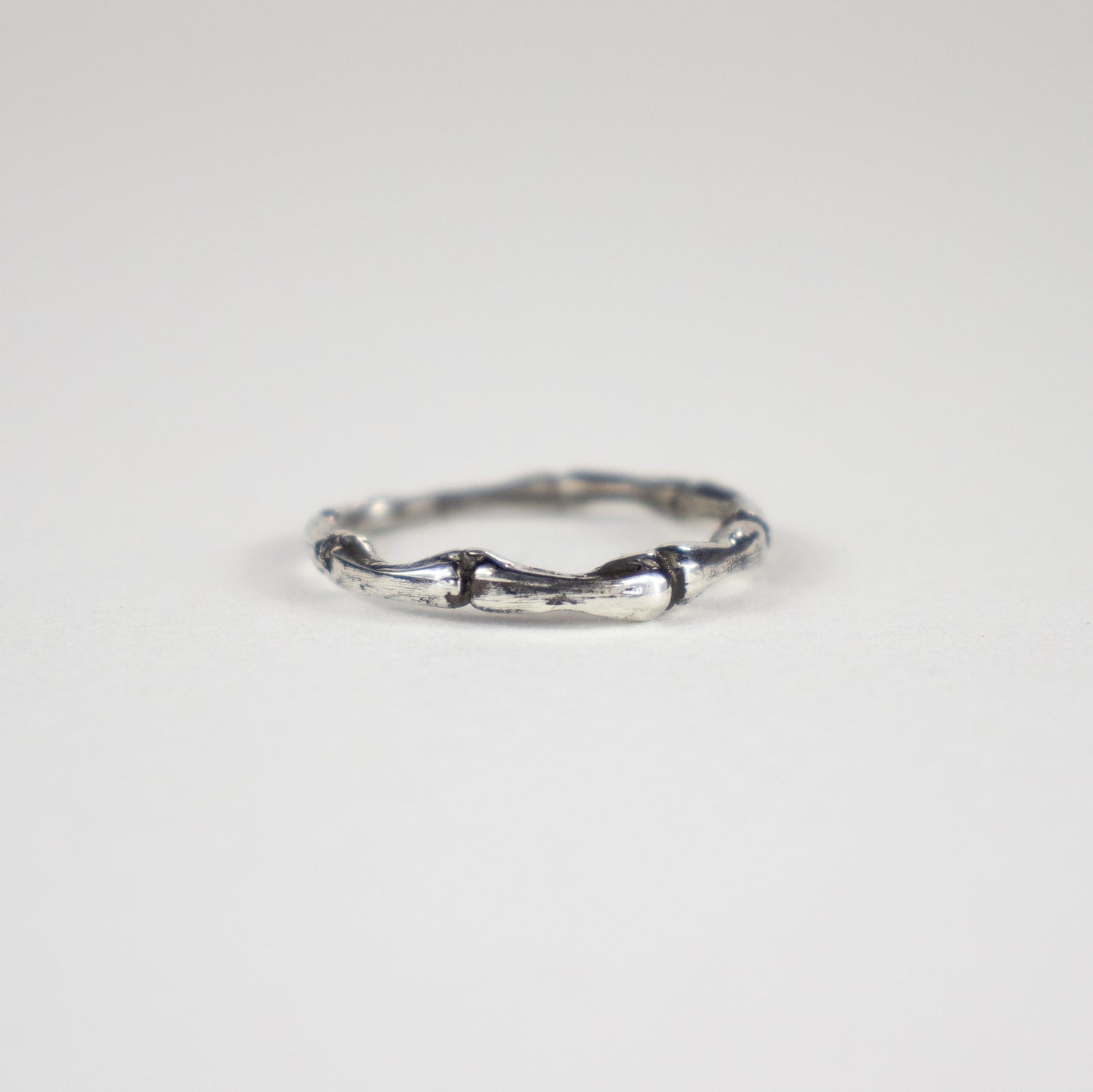 Solid reclaimed sterling silver spine ring handmade and finished in our Catskills store-studio.