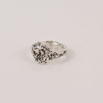 Sterling silver textured signet ring handmade and finished in our Catskills store-studio