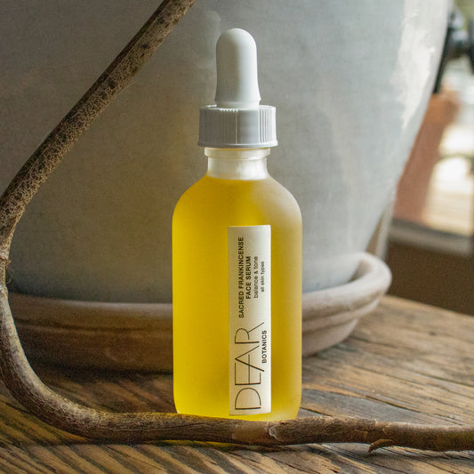 Handmade and bottled in Livingston Manor, NY delivering delightful moisture to your skin with this blend of evening primrose and frankincense to smooth, soothe, and rejuvenate normal to sensitive skin—Organic Virgin Evening Primrose Oil, Organic Golden Jojoba Oil, Organic Palmarosa Essential Oil, Organic Frankincense Essential Oil.