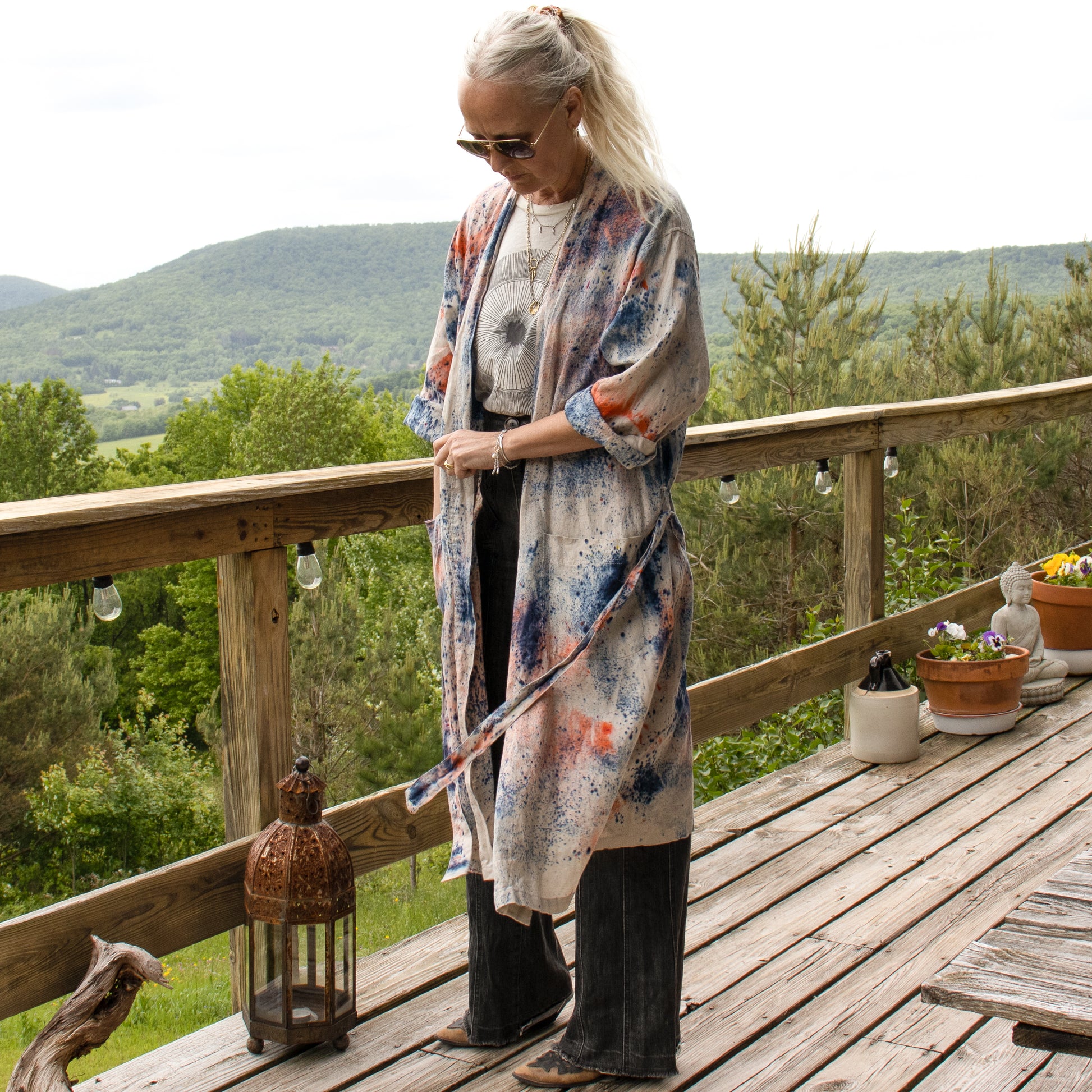 100% premium stonewashed linen robe-dusters are hand-dyed by us and perfect for layering to wear out, lounging by the water, or just leaving the shower.