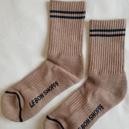 Le Bon Shoppe Boyfriend Socks are an absolute must-have fusion of comfort, functionality, and cuteness adding a vibrant touch to any style and available in vintage pink, maroon, and cocoa.